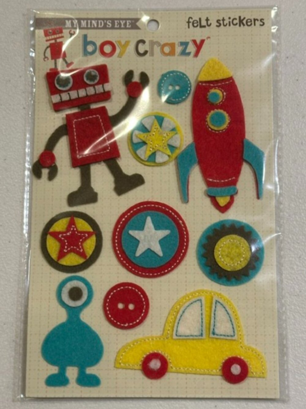 NEW My Mind's Eye Felt Stickers "Boy Crazy" #GB1020 10 pieces